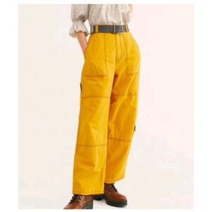 Free People Calendula Wide Leg Pants Marigold Yellow 100% Cotton Women’s 2 Boho